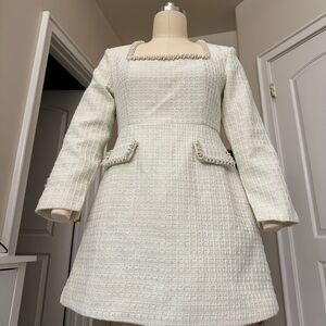 Elegant Cream Tweed Dress